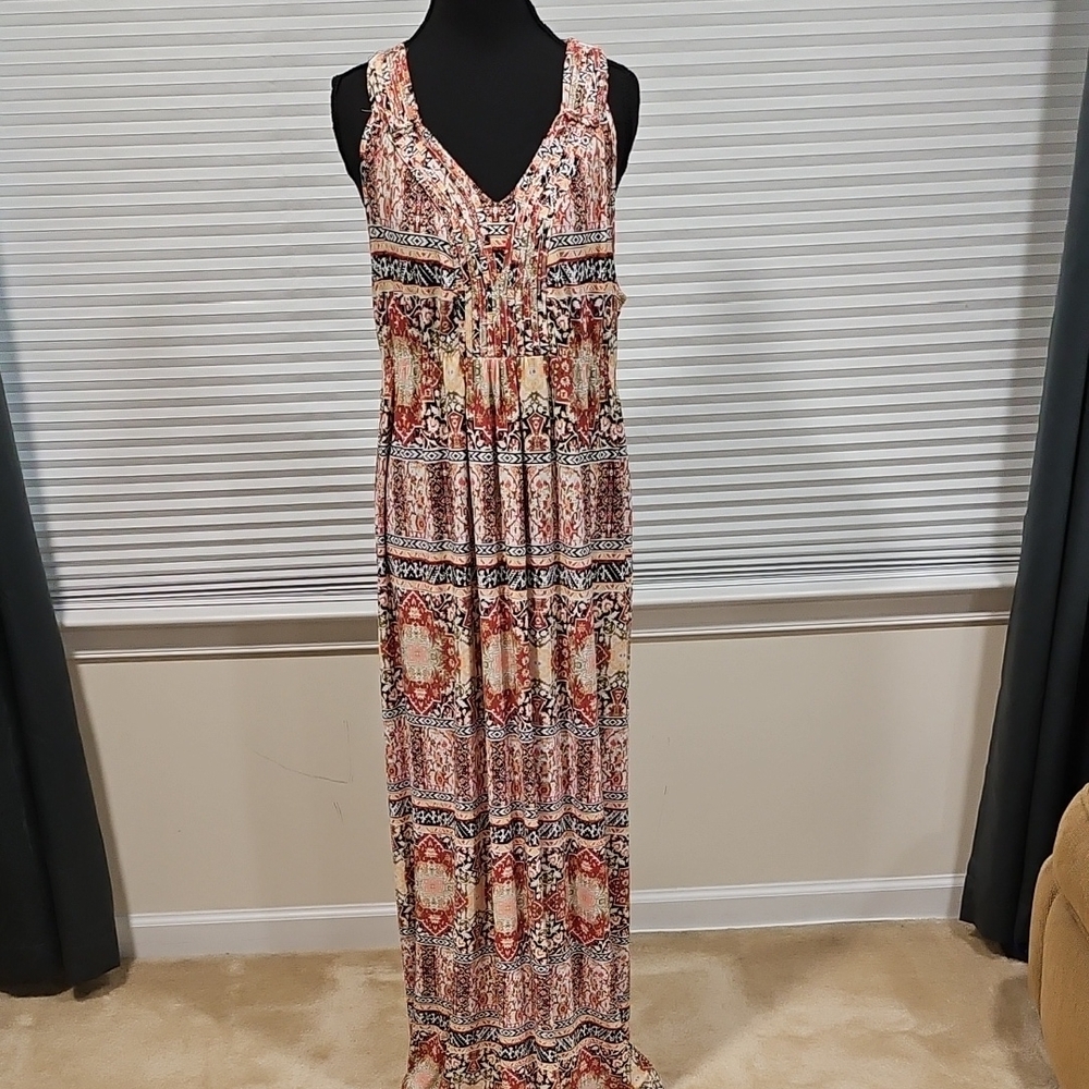 Style & Co. Orange Sleeveless Empire Waist Maxi Dress